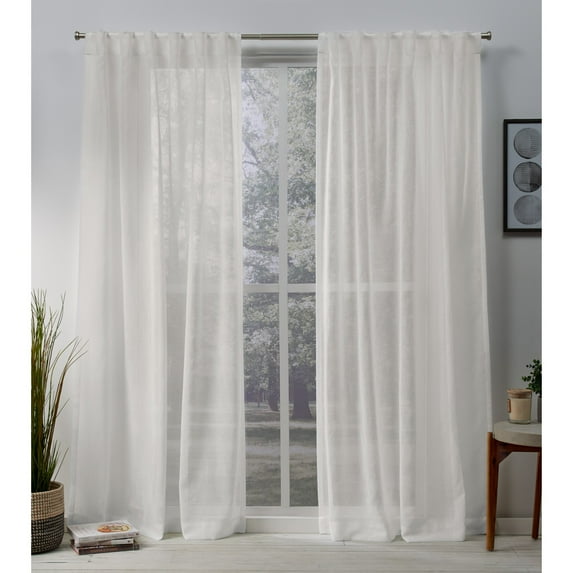 Exclusive Home Belgian Sheer Hidden Tab Top Curtain Panel Pair, 50"x84", Snowflake