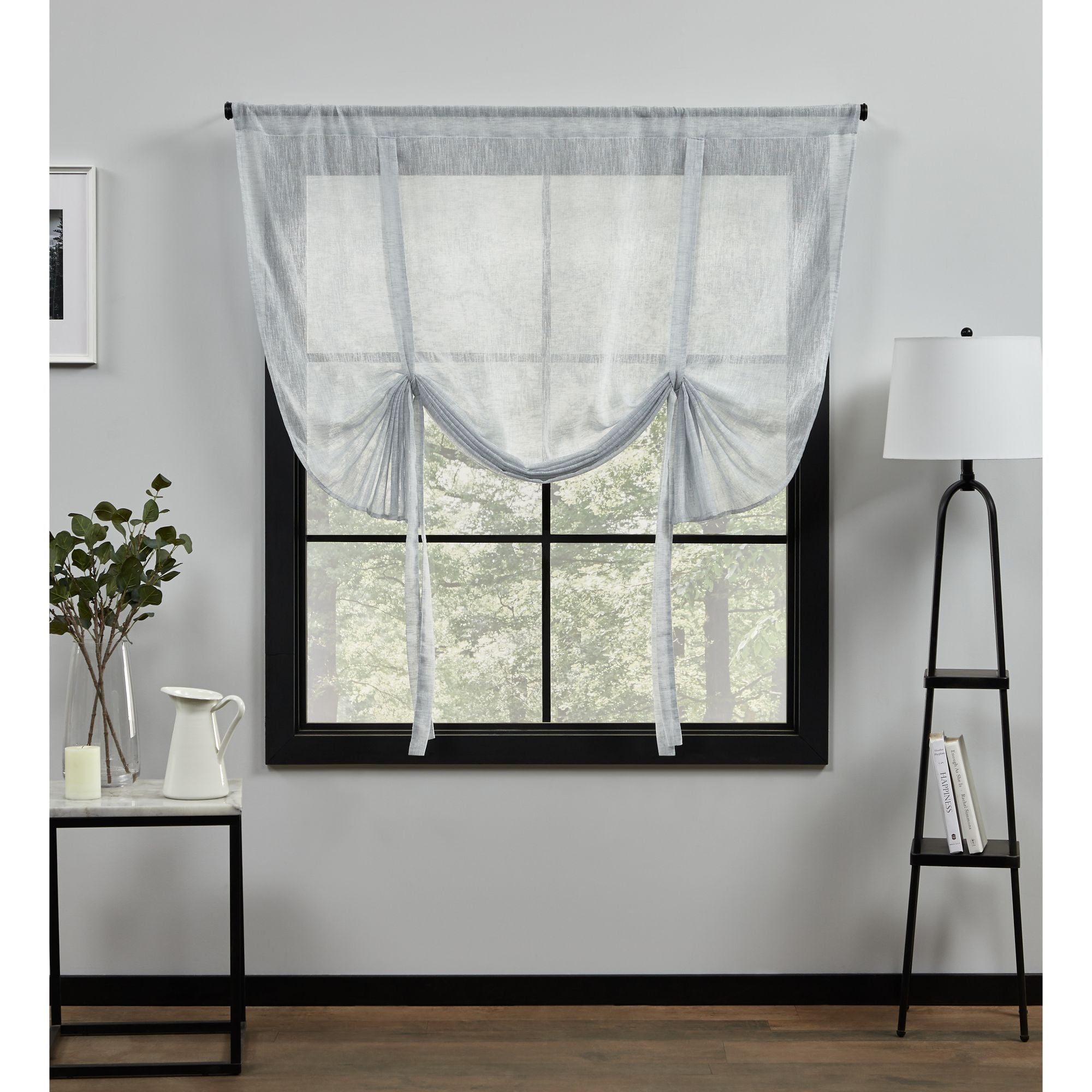Belgian Sheer Blue Linen Tie-Up Balloon Shade