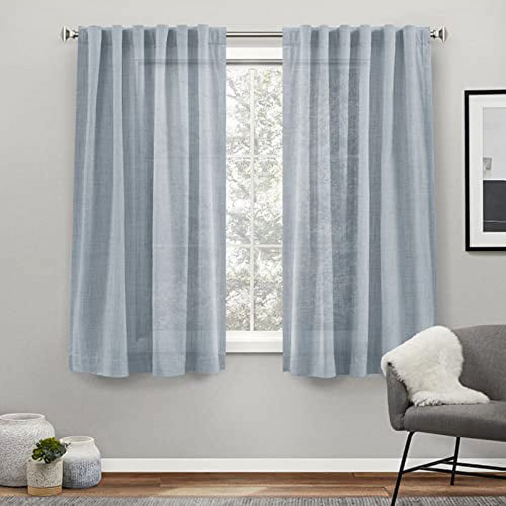 Exclusive Home Bella Sheer Hidden Tab Top Curtain Panel Pair, 54"x63", Melrose Blue