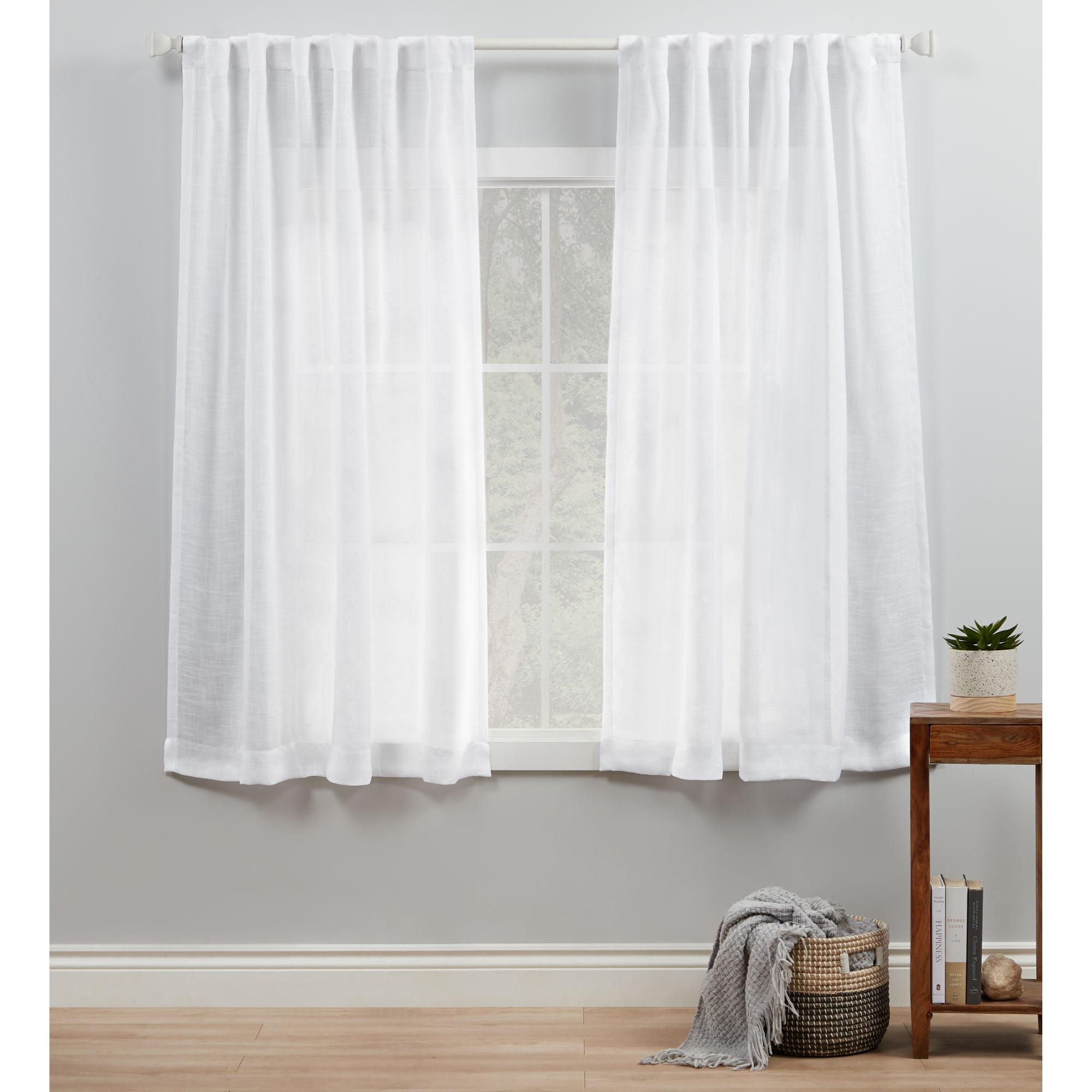 Exclusive Home Bella Sheer Hidden Tab Top Curtain Panel Pair, 54"x63", White