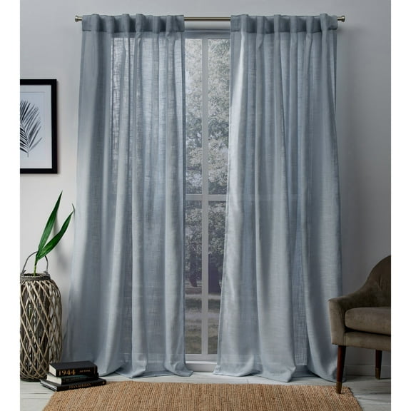 Exclusive Home Bella Sheer Hidden Tab Top Curtain Panel Pair, 54"x84", Melrose Blue