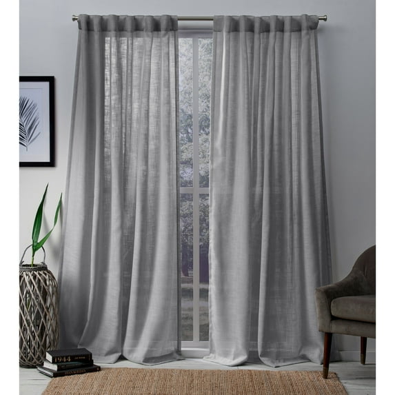 Exclusive Home Bella Sheer Hidden Tab Top Curtain Panel Pair, 54"x84", Silver