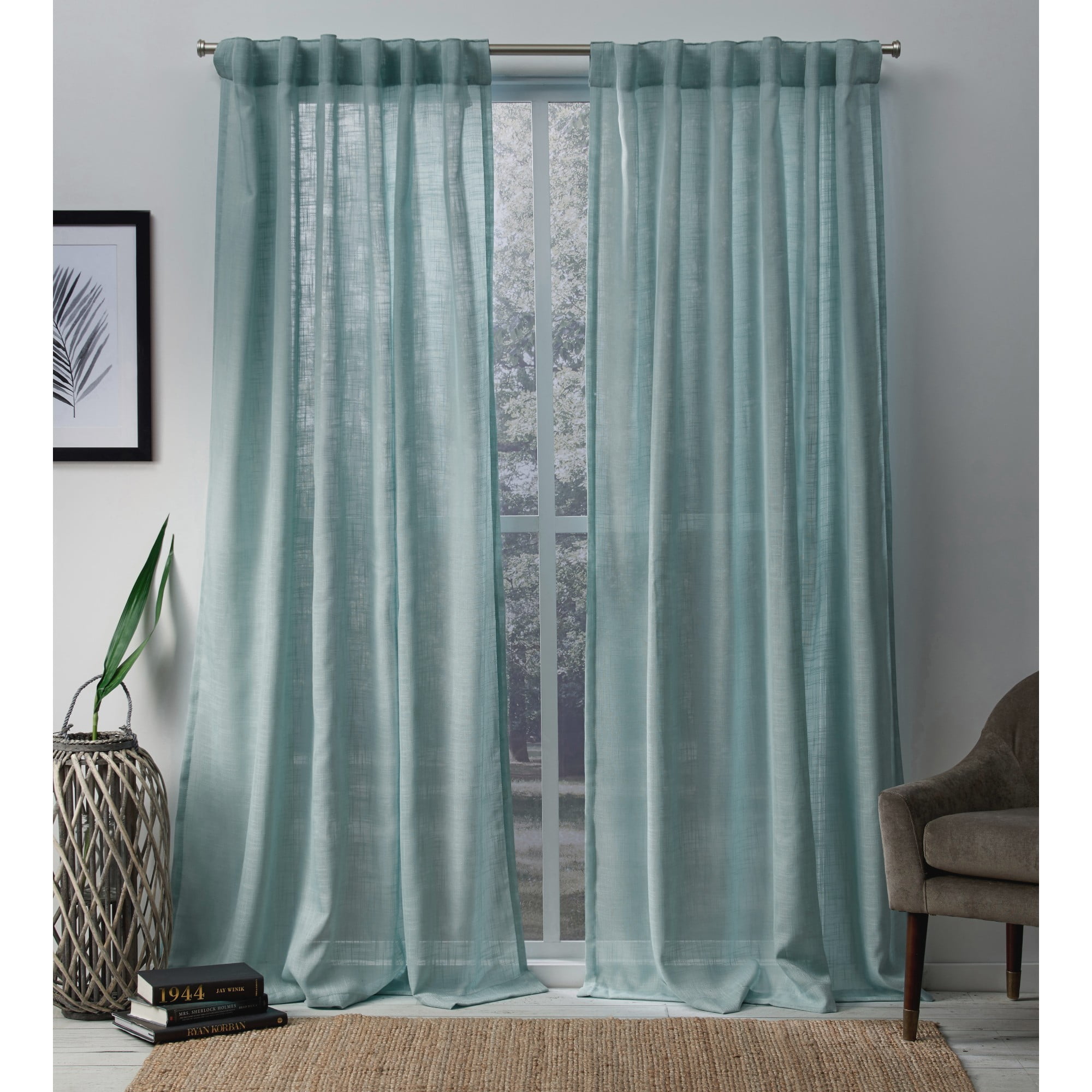Exclusive Home Bella Sheer Hidden Tab Top Curtain Panel Pair, 54"x96", Seafoam