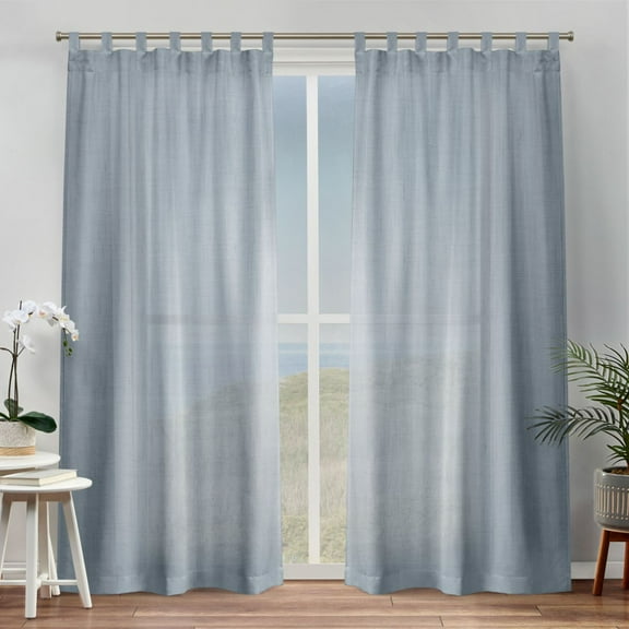 Exclusive Home Bella Sheer Tab Top Curtain Panel Pair, 54"x96", Melrose Blue
