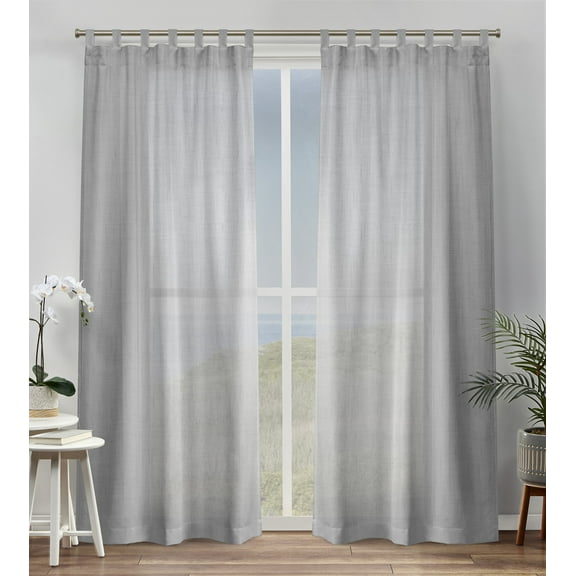 Exclusive Home Bella Sheer Tab Top Curtain Panel Pair, 54"x96", Silver