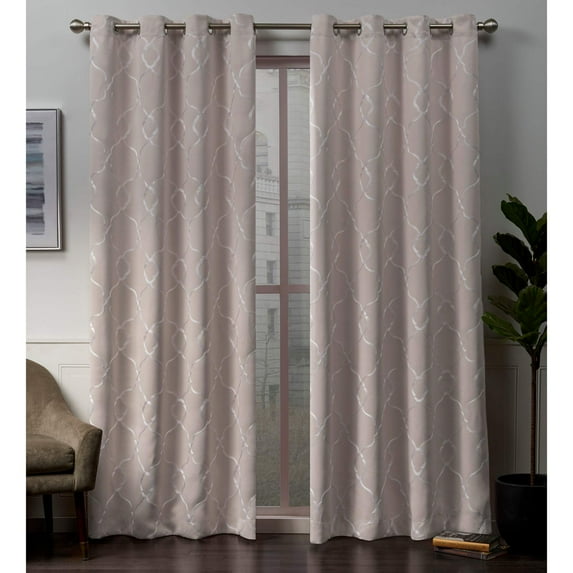 Exclusive Home Belmont Woven Blackout Grommet Top Curtain Panel Pair, Blush, 52x63