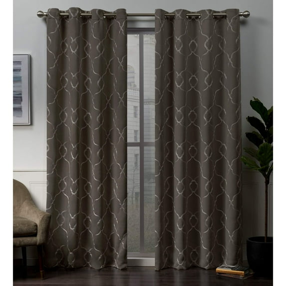 Exclusive Home Belmont Woven Blackout Grommet Top Curtain Panel Pair, Mocha, 52x63