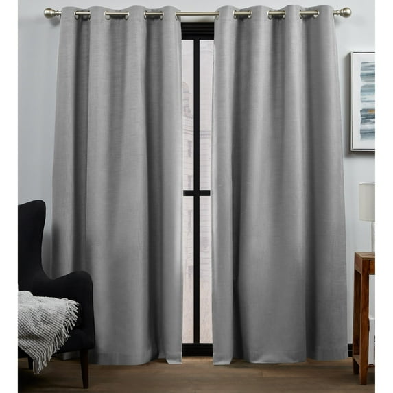 Exclusive Home Bensen 100% Blackout Grommet Top Curtain Panel Pair, 52"x84", Grey, Set of 2
