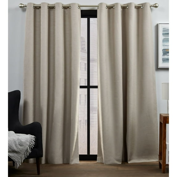 Exclusive Home Bensen 100% Blackout Grommet Top Curtain Panel Pair, 52"x84", Latte, Set of 2