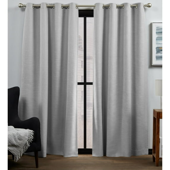 Exclusive Home Bensen 100% Blackout Grommet Top Curtain Panel Pair, 52"x84", Silver, Set of 2