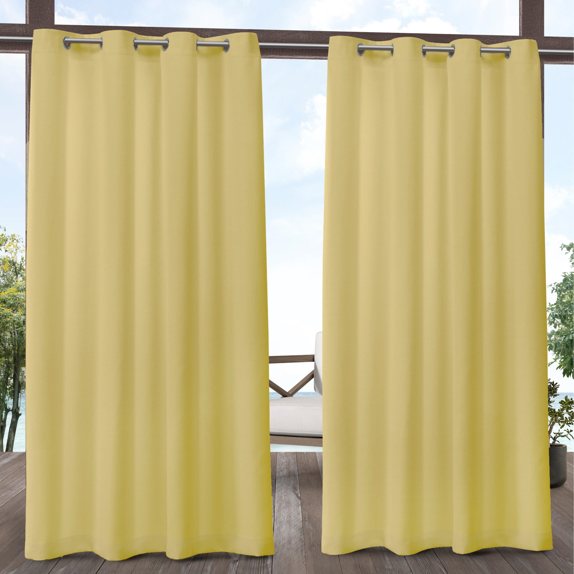 Exclusive Home Biscayne Indoor/Outdoor Curtain Panels – Set Of 2, Pool Blue, 54x96 Inch, Grommet Top