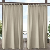 Exclusive Home Biscayne Indoor/Outdoor Two Tone Textured Hook-and-Loop Tab Top Curtain Panel Pair, 54"x84", Natural, Set of 2