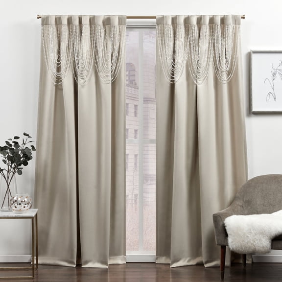 Exclusive Home Bliss Room Darkening Blackout HIdden Tab Top Curtain Panels, 54"x84", Sand, Set of 2