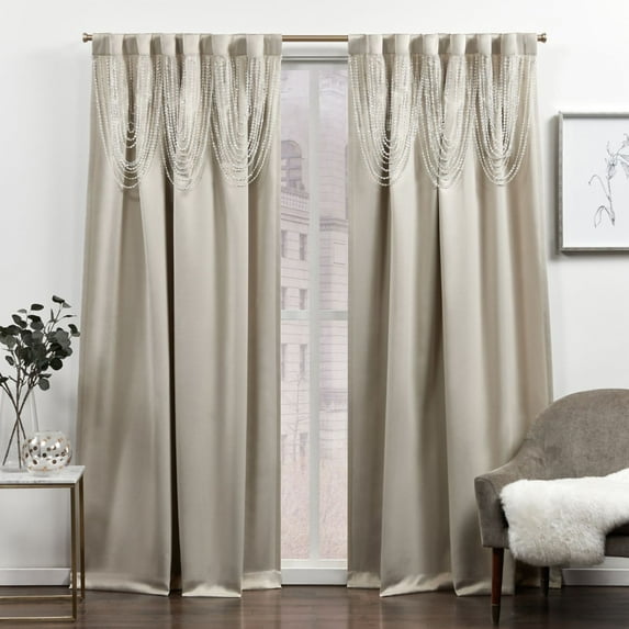 Exclusive Home Bliss Room Darkening Room Blackout HIdden Tab Top Curtain Panels, 54"x96", Sand, Set of 2