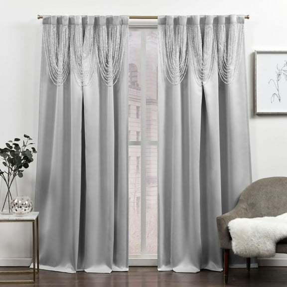 Exclusive Home Bliss Room Darkening Room Blackout HIdden Tab Top Curtain Panels, 54"x96", Silver, Set of 2