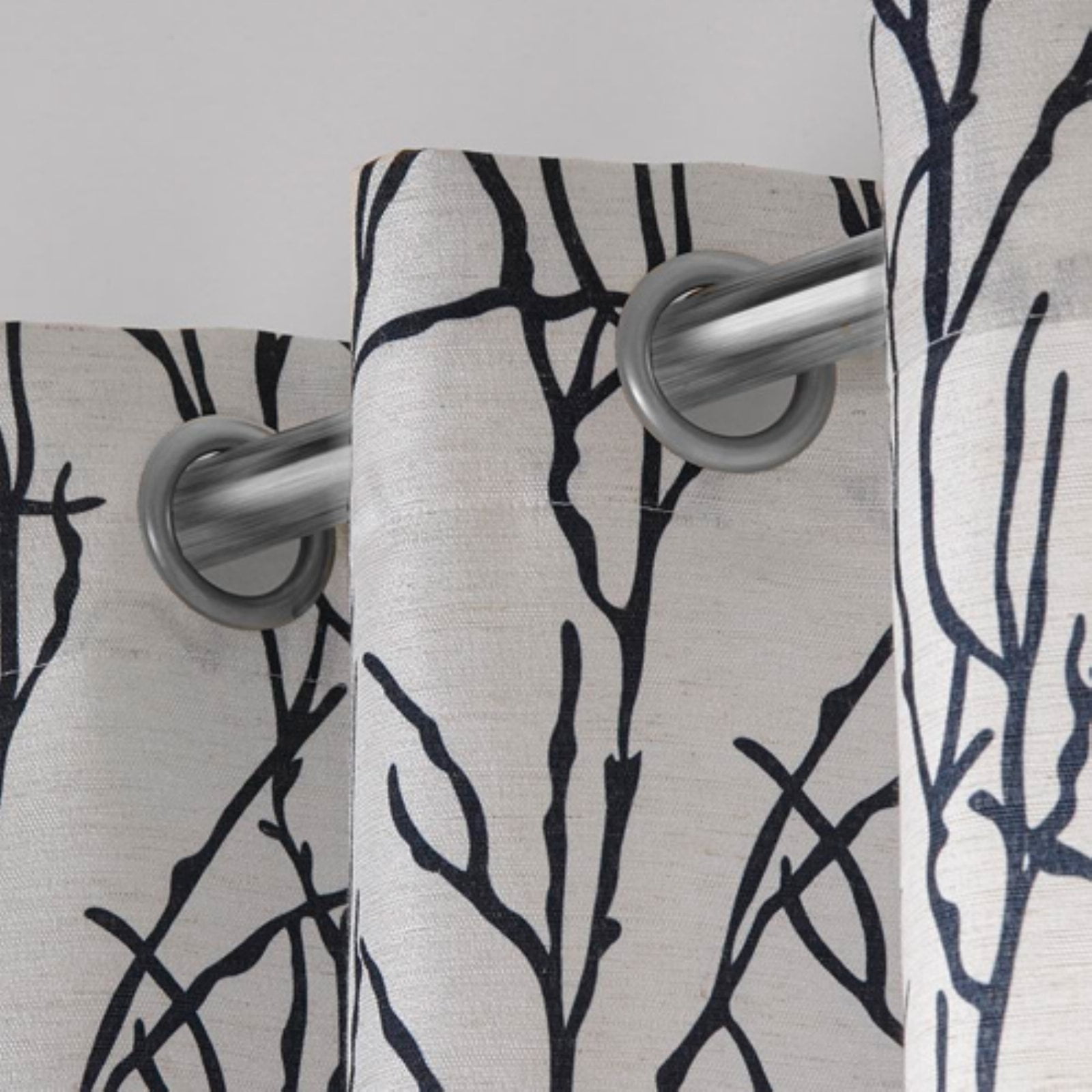 Indigo Branches Linen Blend Grommet Top Curtain Panels, 54x96