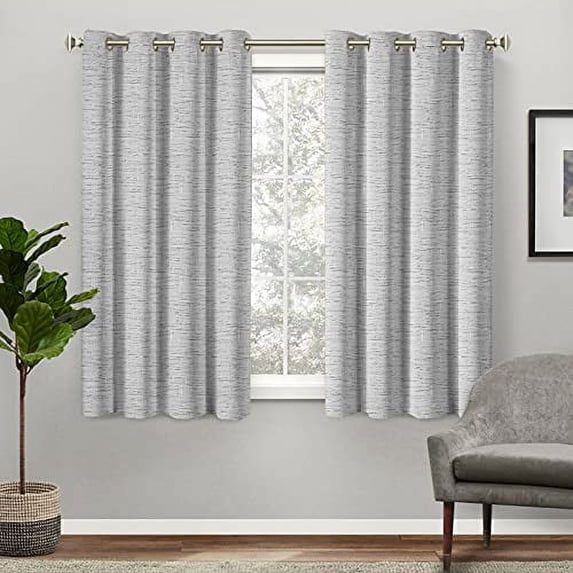 Exclusive Home Burke 100% Blackout Grommet Top Curtain Panel Pair, 52"x63", Dark Grey, Set of 2