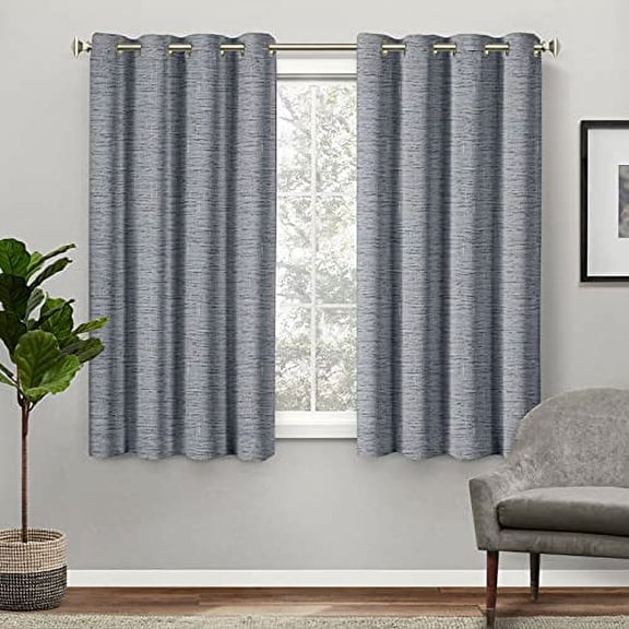 Exclusive Home Burke 100% Blackout Grommet Top Curtain Panel Pair, 52"x63", Indigo, Set of 2