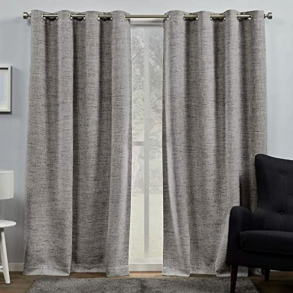 Exclusive Home Burke 100% Blackout Grommet Top Curtain Panel Pair, 52"x84", Black, Set of 2