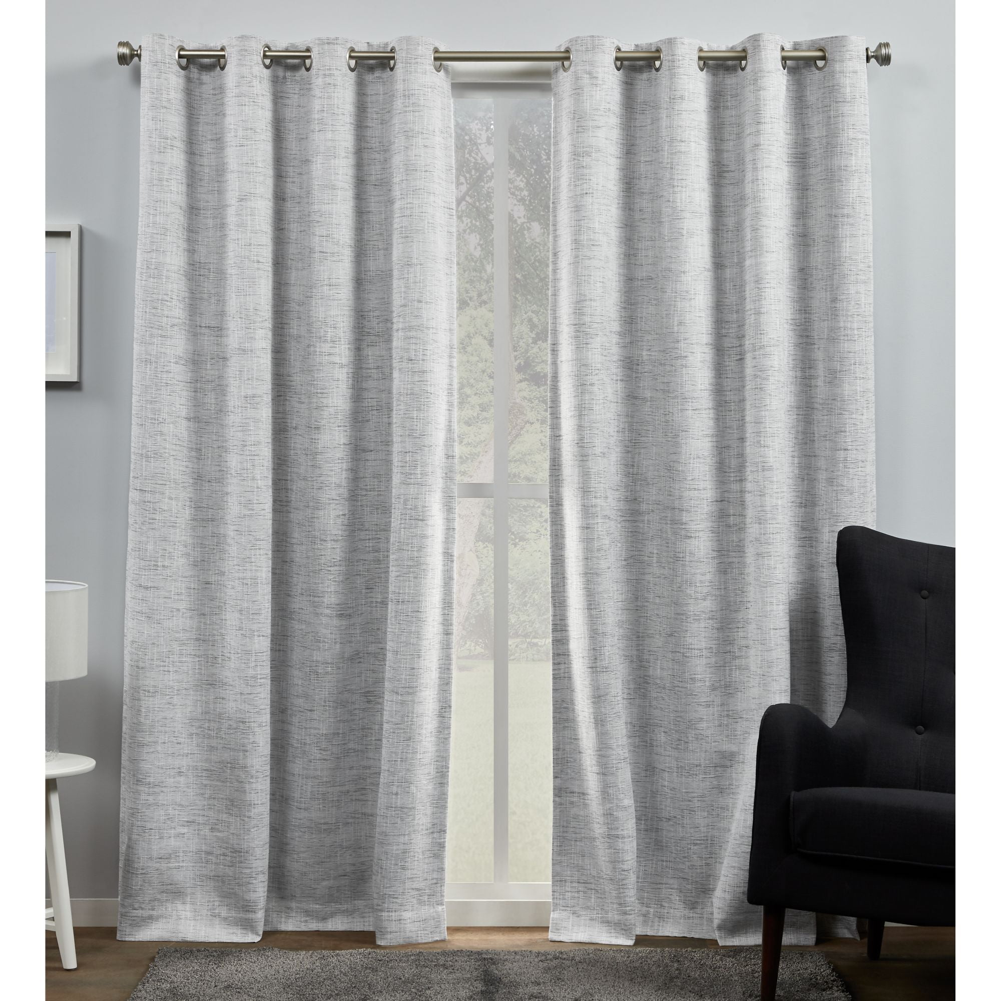 Exclusive Home Burke 100% Blackout Grommet Top Curtain Panel Pair, 52"x84", Dark Grey, Set of 2