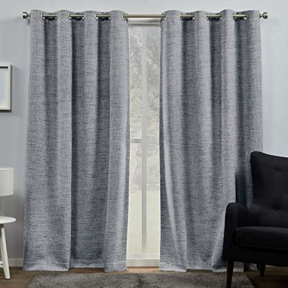 Exclusive Home Burke 100% Blackout Grommet Top Curtain Panel Pair, 52"x84", Indigo, Set of 2