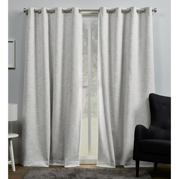 Exclusive Home Burke 100% Blackout Grommet Top Curtain Panel Pair, 52"x84", Silver, Set of 2