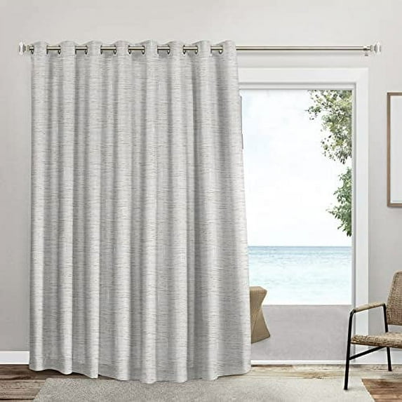 Exclusive Home Burke Patio Grommet Top 100% Blackout Indoor Single Curtain Panel, 100"x84", Silver