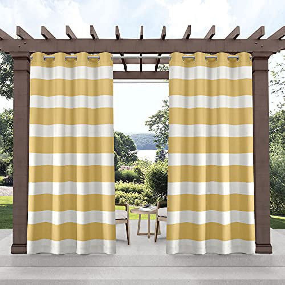 Exclusive Home Cabana Stripe Indoor/Outdoor Light Filtering Grommet Top Curtain Panel Pair, 54"x120", Sundress