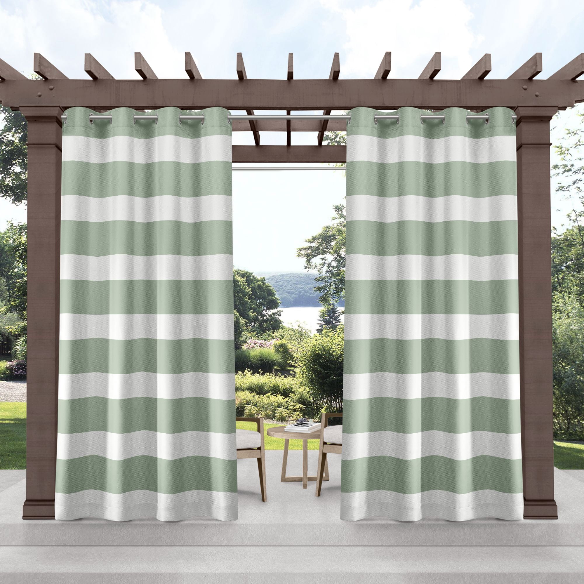 Exclusive Home Cabana Stripe Indoor/Outdoor Light Filtering Grommet Top
