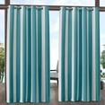 thumbnail image 1 of Exclusive Home Canopy Stripe Indoor/Outdoor Grommet Top Curtain Panel Pair, 54"x96", Teal / White, 1 of 6