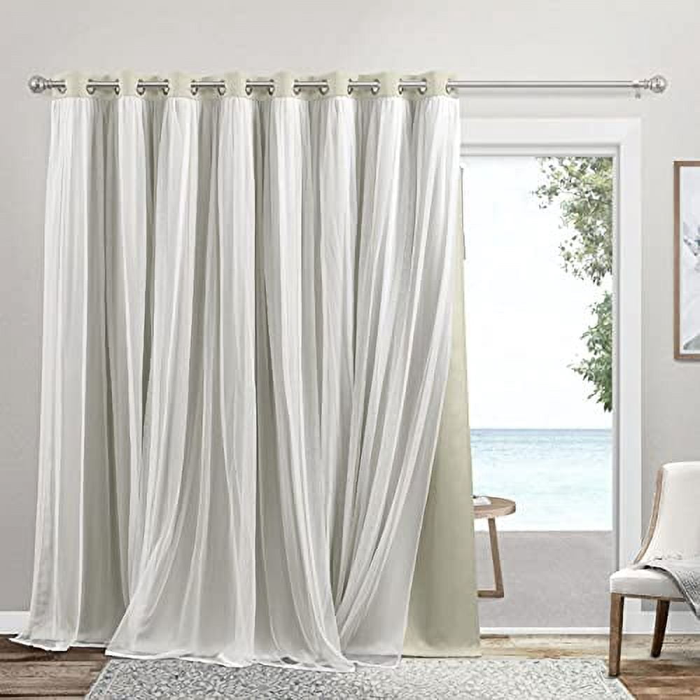 Exclusive Home Catarina Layered Room Darkening Blackout and Sheer Grommet Top Patio Curtain Panel, 100"x84", Sand