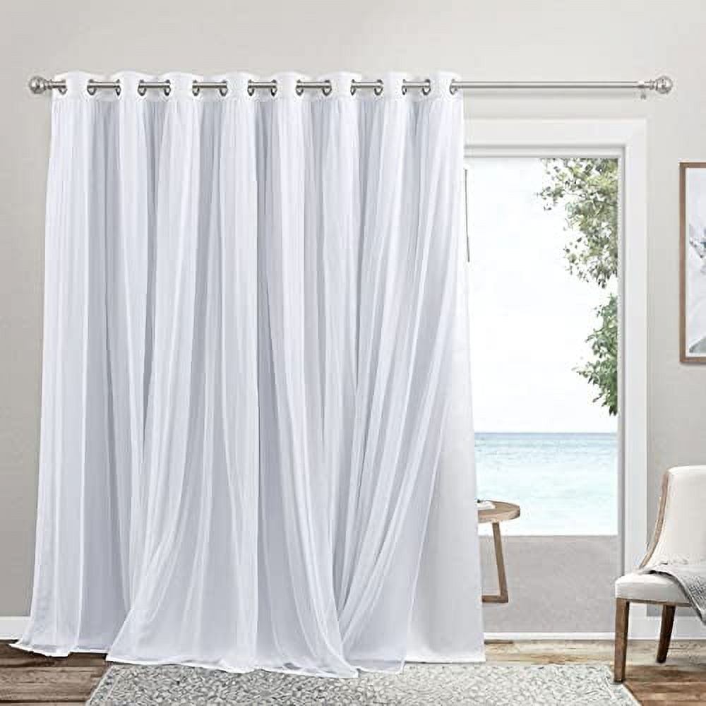 Exclusive Home Catarina Layered Room Darkening Blackout and Sheer Grommet Top Patio Curtain Panel, 100"x84", Winter