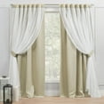 thumbnail image 1 of Exclusive Home Catarina Layered Solid Room Darkening Blackout and Sheer Hidden Tab/Rod Pocket Top Curtain Panel Pair, 52"x84", Sand, Set of 2, 1 of 8