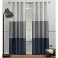 thumbnail image 1 of Exclusive Home Chateau Striped Faux Silk Grommet Top Curtain Panel Pair, 54"x96", Navy Grey, 1 of 7