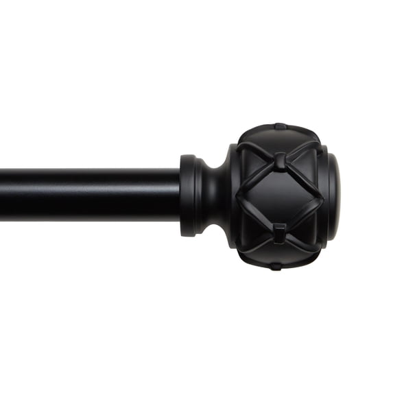 Exclusive Home Clancy 1" Curtain Rod and Finial Set, Adjustable 35"-66", Black