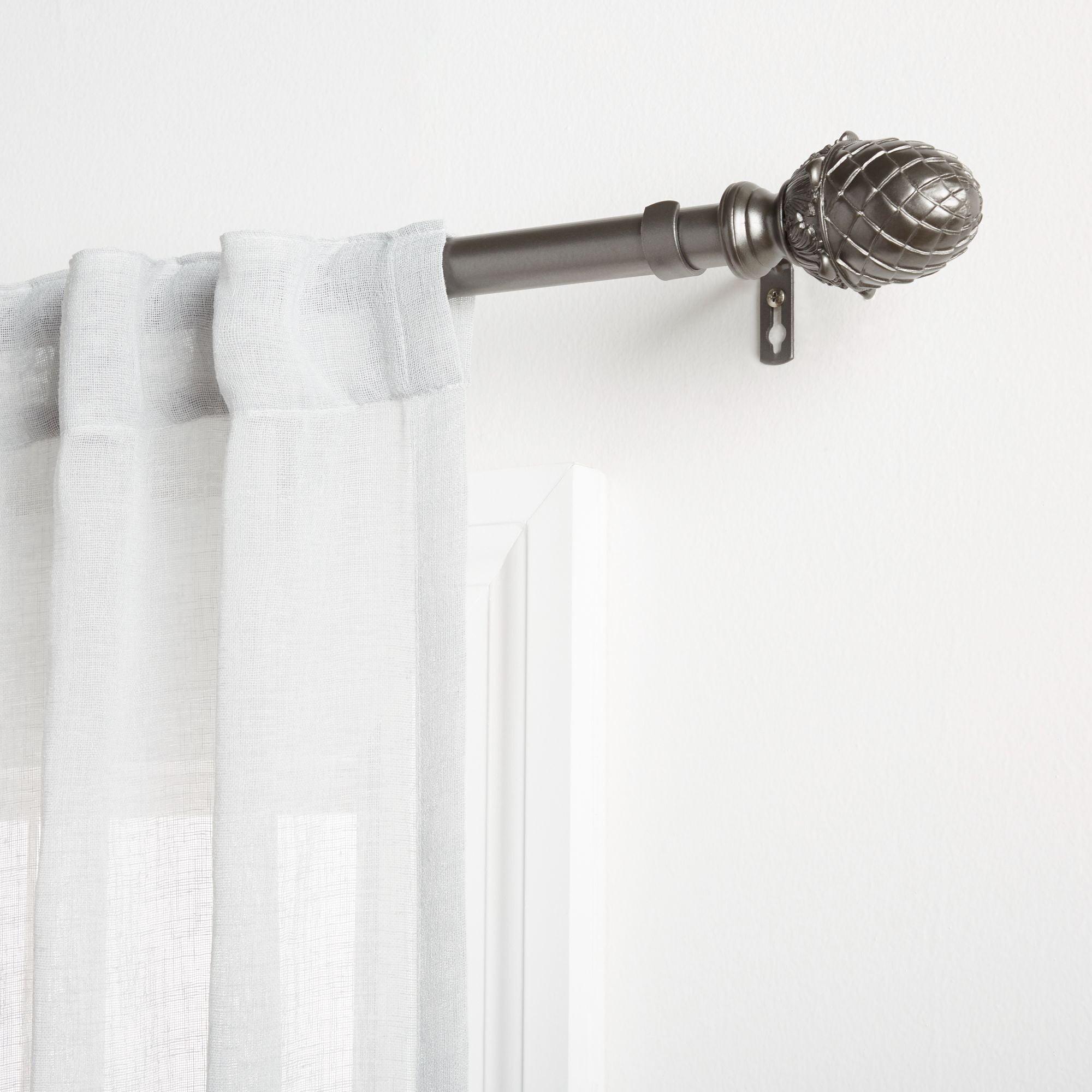 Gunmetal Adjustable Iron Curtain Rod with Acorn Finials