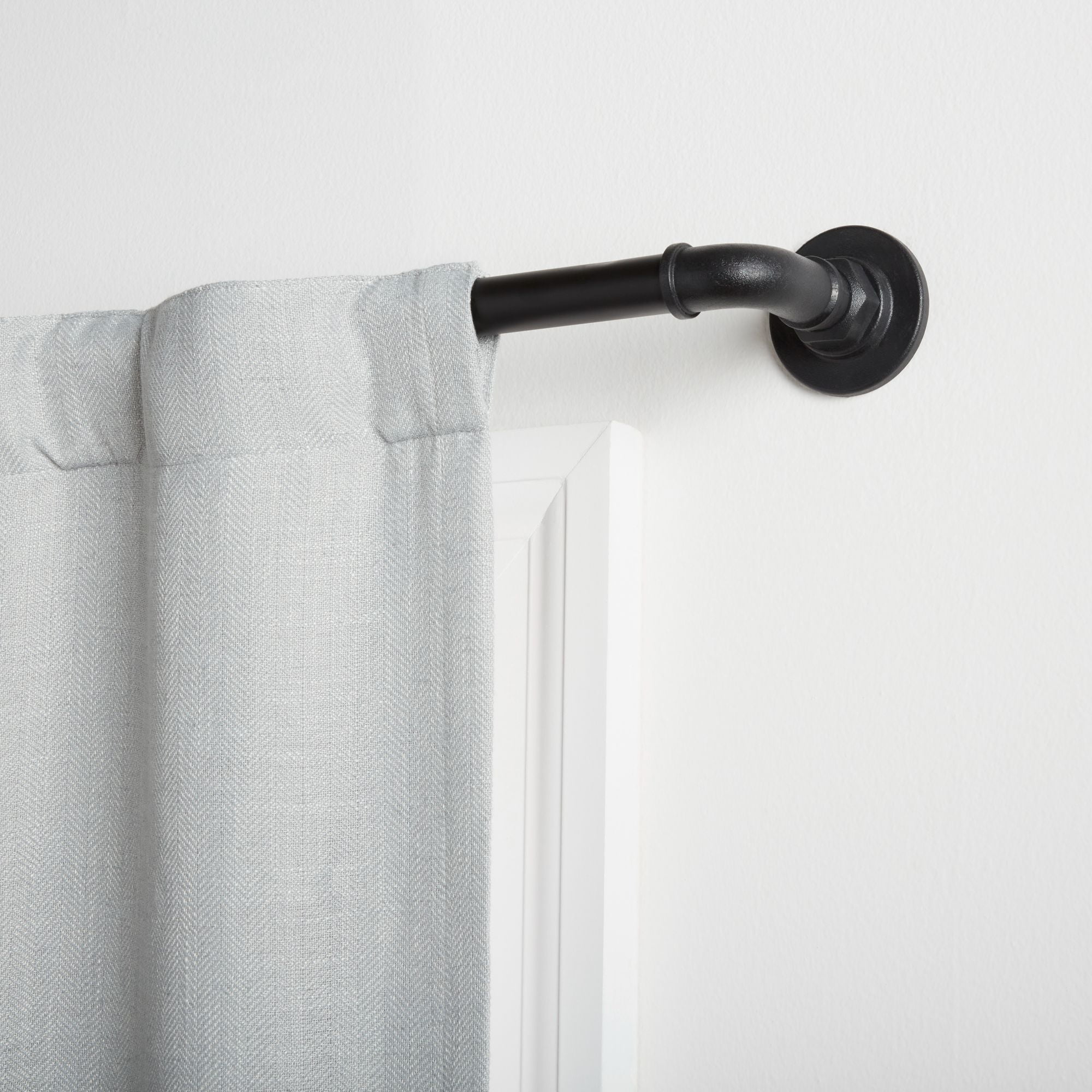 Hyde Matte Black Adjustable Wrap Around Curtain Rod 66"-120"