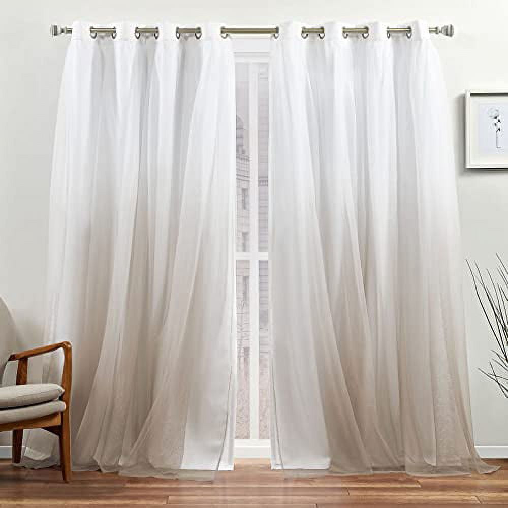 Exclusive Home Crescendo Lined Room Darkening Blackout Grommet Top Curtain Panel Pair, 52"x96", Champagne, Set of 2