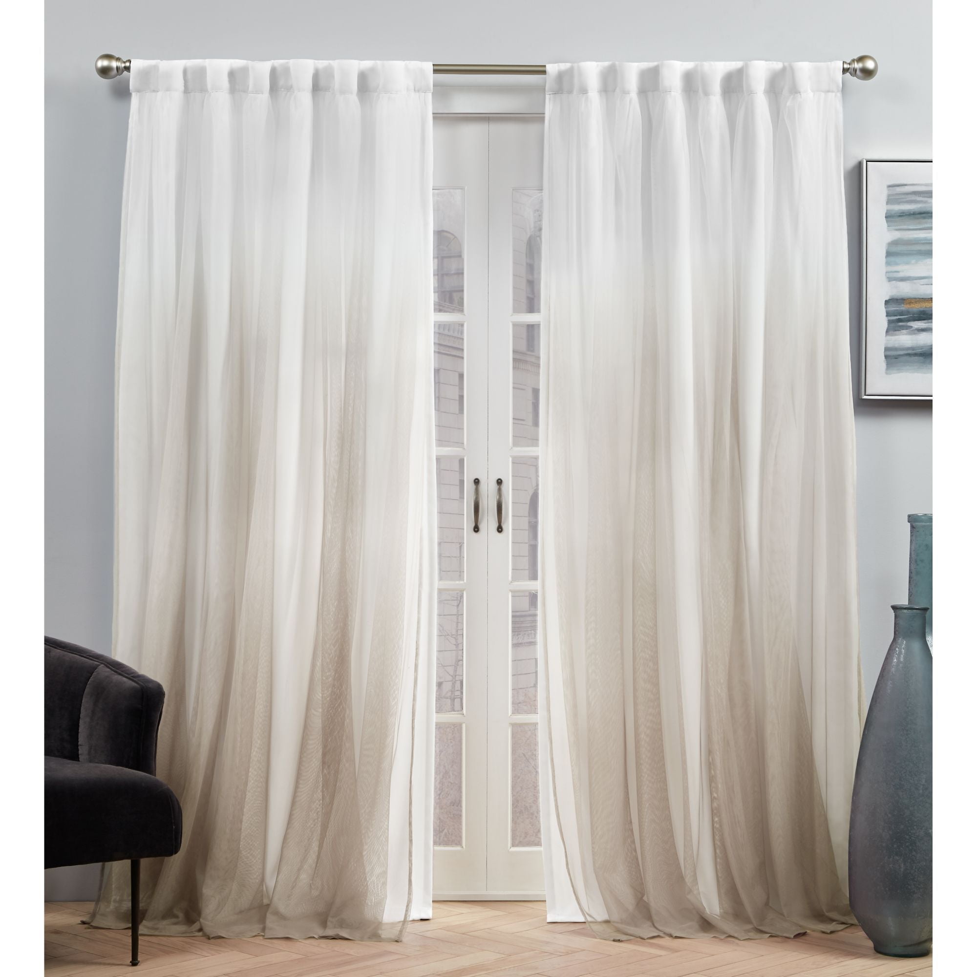 Exclusive Home Crescendo Lined Room Darkening Blackout Hidden Tab Curtain Panel Pair, 52"x84", Champagne, Set of 2