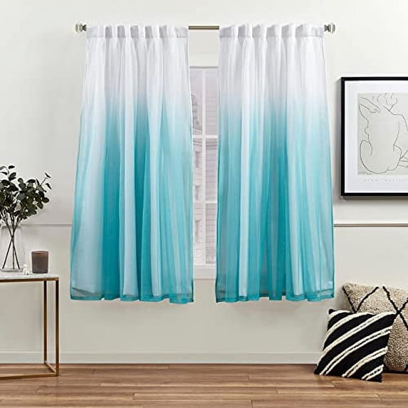 Exclusive Home Crescendo Lined Room Darkening Blackout Hidden Tab Top Curtain Panel Pair, 52"x63", Aqua, Set of 2