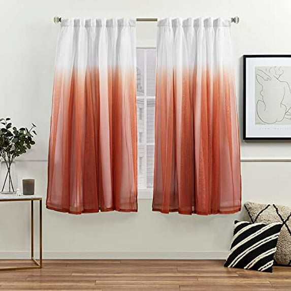 Exclusive Home Crescendo Lined Room Darkening Blackout Hidden Tab Top Curtain Panel Pair, 52"x63", Mecca Orange, Set of 2