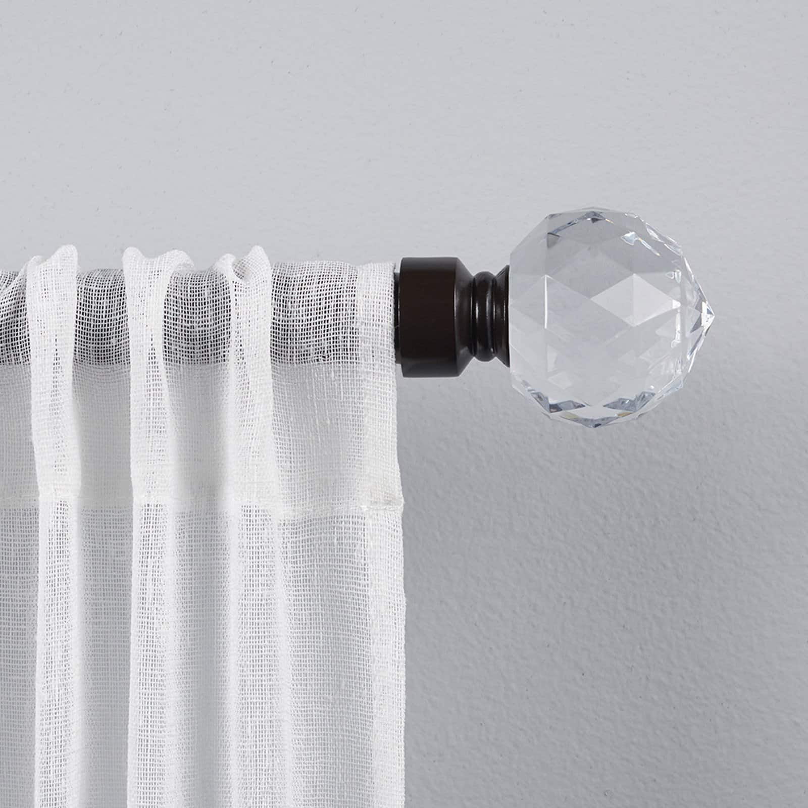Adjustable Matte Bronze Curtain Rod with Clear Globe Finials
