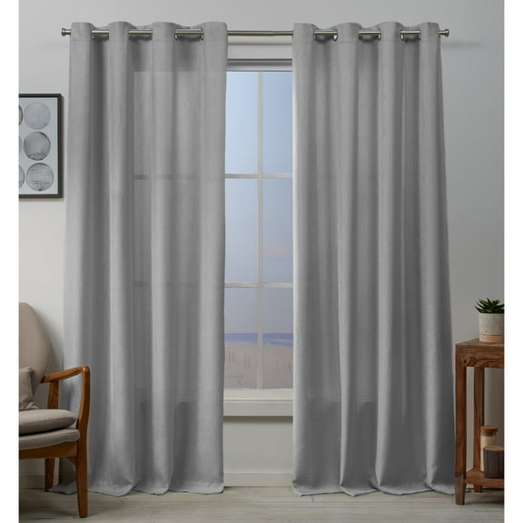 Exclusive Home Curtains 2 Pack Baxter Textured Basketweave Grommet Top Curtain Panels, Dove Grey, 54x96