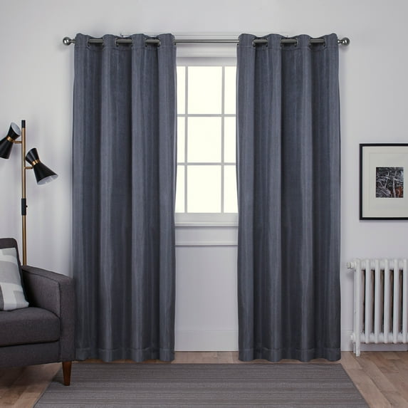 Exclusive Home Curtains 2 Pack Carling Basketweave Textured Woven Blackout Grommet Top Curtain Panels, 52x108, Silver