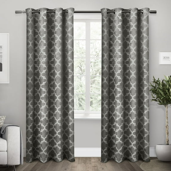 Exclusive Home Curtains 2 Pack Cartago Insulated Woven Blackout Grommet Top Curtain Panels, Black Pearl, 54x108