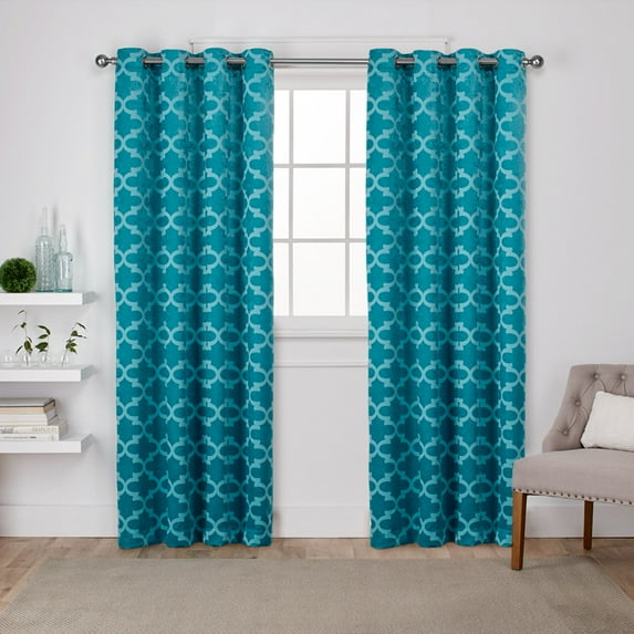 Exclusive Home Curtains 2 Pack Cartago Insulated Woven Blackout Grommet Top Curtain Panels, Teal, 54x108