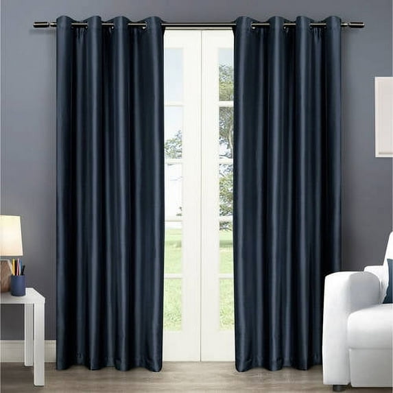 Exclusive Home Curtains 2 Pack Chatra Faux Silk Grommet Top Curtain Panels, 54x108, Indigo