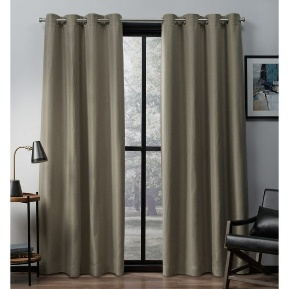 Exclusive Home Curtains 2 Pack Eglinton Woven Blackout Grommet Top Curtain Panels, Natural, 52x108