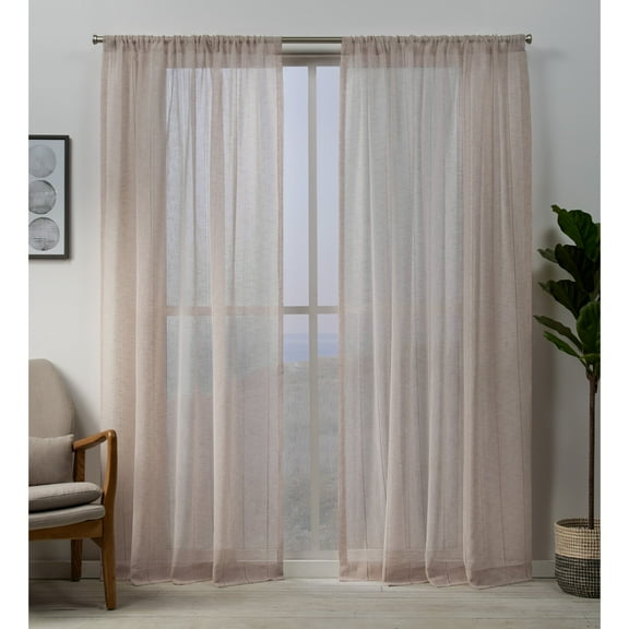 Exclusive Home Curtains 2 Pack Hemstitch Sheer Embellished Rod Pocket Top Curtain Panels