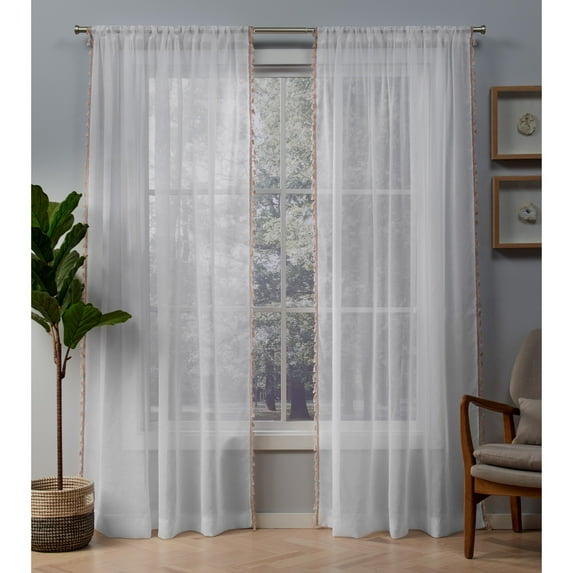 Exclusive Home Curtains 2 Pack Tassels Sheer Rod Pocket Curtain Panels